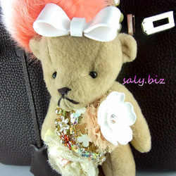 saly☆お花畑のクマさんとファーのバッグチャーム 7枚目の画像