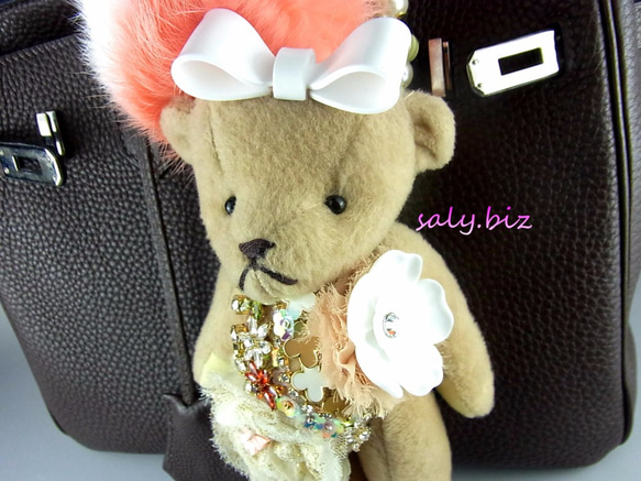 saly☆お花畑のクマさんとファーのバッグチャーム 7枚目の画像