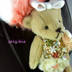 saly☆お花畑のクマさんとファーのバッグチャーム 8枚目の画像