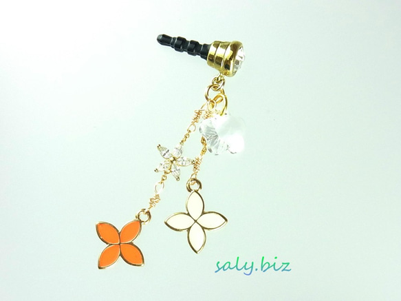 saly☆耳機插孔☆施華洛世奇和搖曳的花朵 第3張的照片