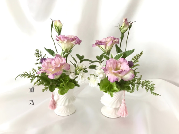 【一対】仏花　供花　ライラック色のリシアンサス 3枚目の画像