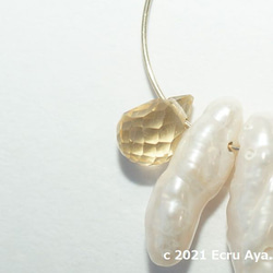 *希望之芽*針珍珠和黃水晶耳環吊飾 第2張的照片