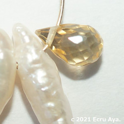 *希望之芽*針珍珠和黃水晶耳環吊飾 第3張的照片
