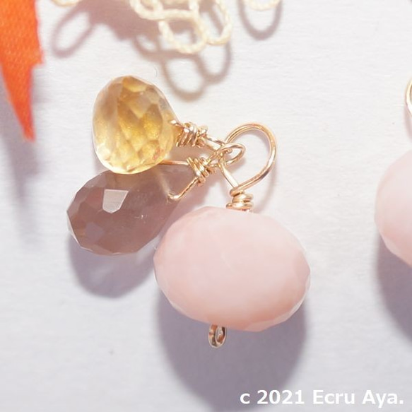 * Upala * 粉紅蛋白石是主要的耳環魅力 第2張的照片