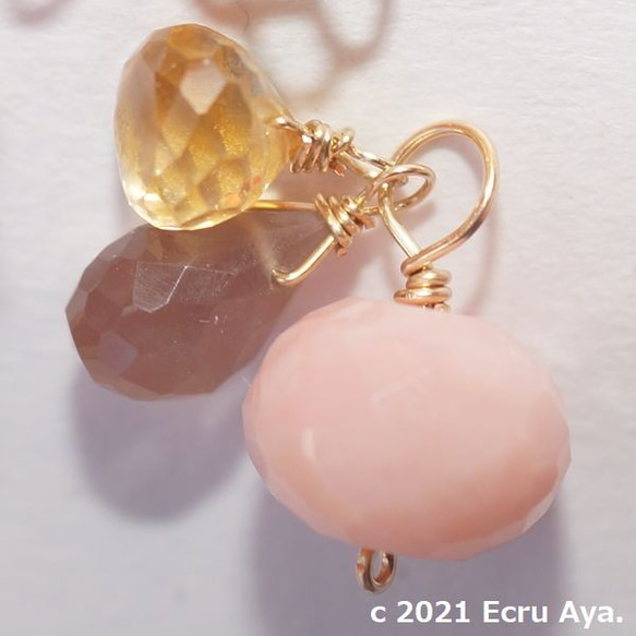 * Upala * 粉紅蛋白石是主要的耳環魅力 第4張的照片