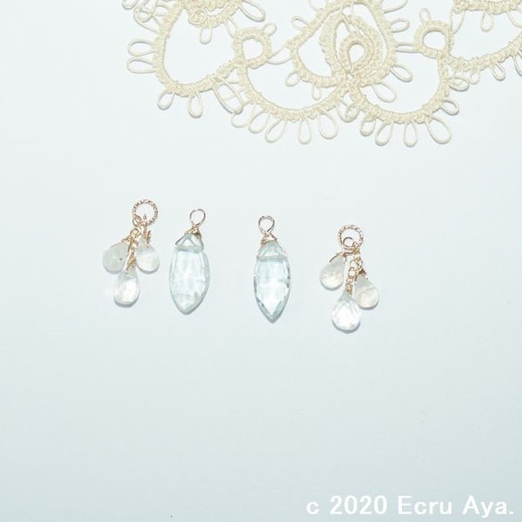 *可愛*海藍寶石和月光石的2way耳環魅力 第1張的照片