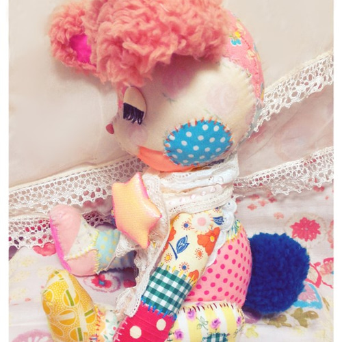 パッチワークのゾウのぬいぐるみ - アトリエ・エリ GALLERY