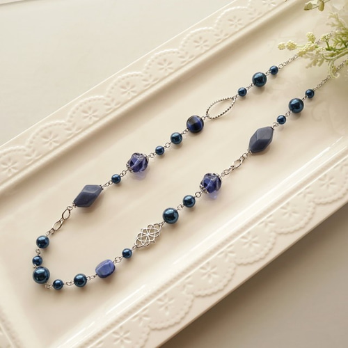 パラスパレス　ネックレス　ラリエット　ラピスラズリ ラピスラズリ ネックレス 4mm+2mm ｜ 天然石通販の4976堂