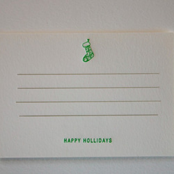 活版印刷 ひと言カード　クリスマス　〜靴下〜　2枚セット 1枚目の画像