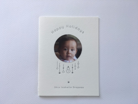 活版印刷 写真付きクリスマスカード 〜雪だるま 50セット 2枚目の画像