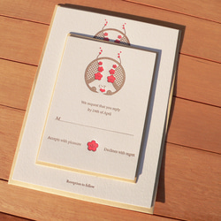 活版印刷 Wedding Invitation, RSVP package-鶴と梅 2枚目の画像