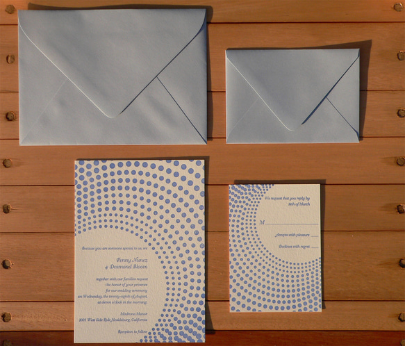 活版印刷 Wedding Invitation, RSVP package-ドット 4枚目の画像