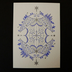 活版印刷　クリスマス　フレームアート　青と銀 2枚目の画像