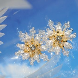 （受注生産）雪の結晶　スワロフスキークリスタルゴールドタイプ 1枚目の画像