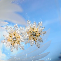（受注生産）雪の結晶　スワロフスキークリスタルゴールドタイプ 2枚目の画像