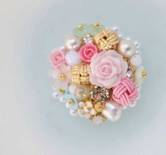 あわじ玉 スワロフスキークリスタル 淡水パール薔薇ブローチ ブローチ  