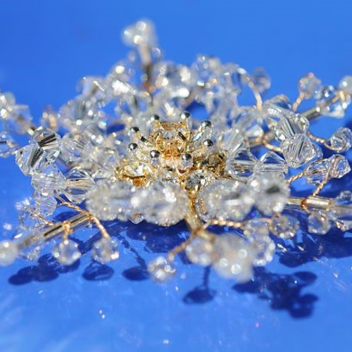 氷華 雪の結晶 きらめくスワロフスキークリスタルブローチ ブローチ