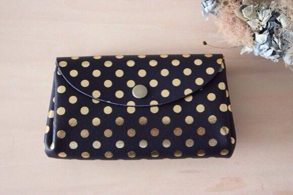 ピッグスキンの小さなお財布　みずたま　ネイビー