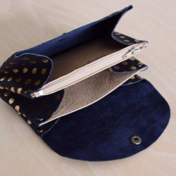 ピッグスキンの小さなお財布　みずたま　ネイビー 3枚目の画像