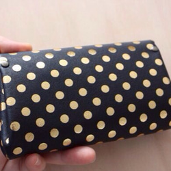 ピッグスキンの小さなお財布　みずたま　ネイビー 4枚目の画像