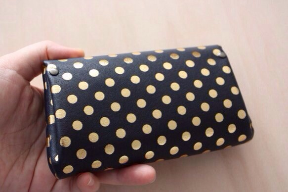 ピッグスキンの小さなお財布　みずたま　ネイビー 4枚目の画像