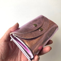 【チェリーピンク】ピッグスキンの小さなお財布　 6枚目の画像