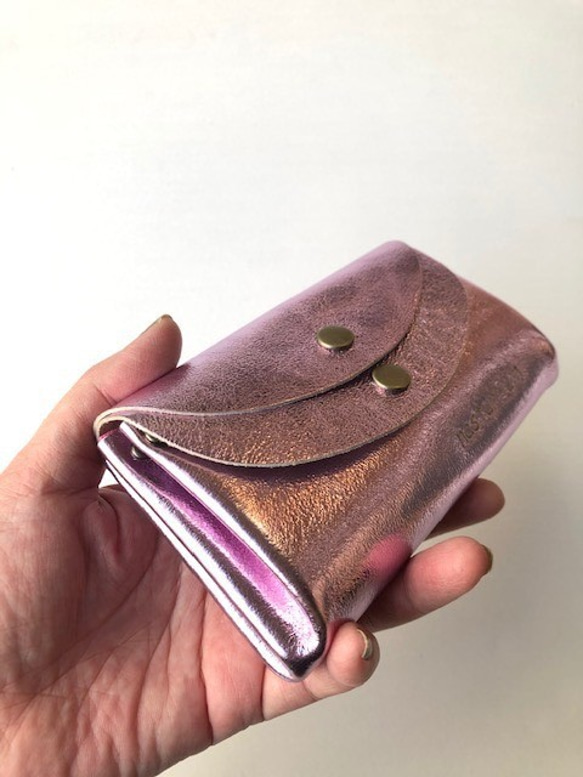 【チェリーピンク】ピッグスキンの小さなお財布　 6枚目の画像