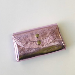 【母の日ラッピング承ります】ピッグスキンの小さなお財布　チェリーピンク 3枚目の画像