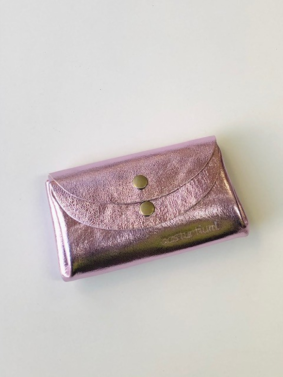 【母の日ラッピング承ります】ピッグスキンの小さなお財布　チェリーピンク 3枚目の画像