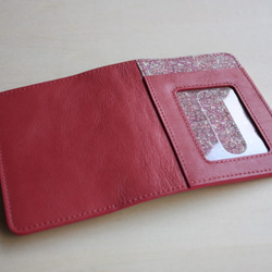 真皮和Liberty印花通行證和名片盒，粉紅色 第4張的照片