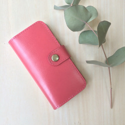 [定制] 真牛皮和自由印花 iphone 手機殼粉紅色 第2張的照片