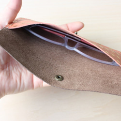 ピッグスキンのペンケース　みずたまピンク×ライトグレージュ 3枚目の画像