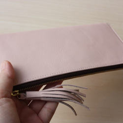 [有限公司]超薄錢包真皮L型淺粉紅色 第3張的照片