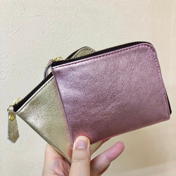 ゴートレザーのスリムなミニ財布　シルバー 14枚目の画像