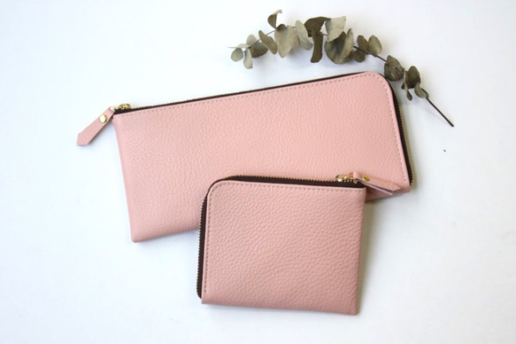 【さくらピンク】牛本革のスリムな長財布　シュリンク 9枚目の画像