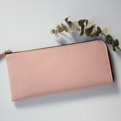 【さくらピンク】牛本革のスリムな長財布　シュリンク 2枚目の画像