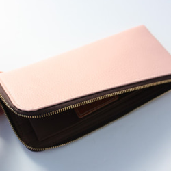 【さくらピンク】牛本革のスリムな長財布　シュリンク 3枚目の画像