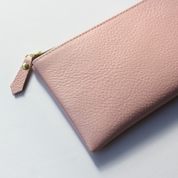 【さくらピンク】牛本革のスリムな長財布　シュリンク 4枚目の画像