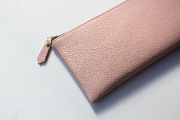 【さくらピンク】牛本革のスリムな長財布　シュリンク 4枚目の画像
