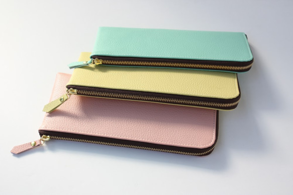 【さくらピンク】牛本革のスリムな長財布　シュリンク 8枚目の画像