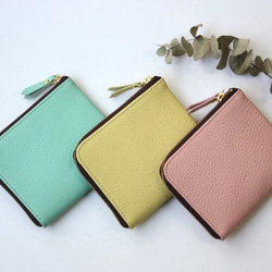 【レモンイエロー】牛本革のスリムなミニ財布　シュリンク　 9枚目の画像