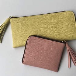 【レモンイエロー】牛本革のスリムなミニ財布　シュリンク　 10枚目の画像