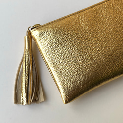 ピッグスキンのスリムな長財布　ゴールド 10枚目の画像