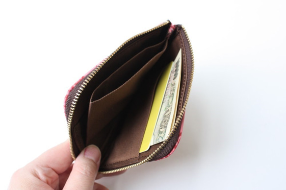 【数量限定】ピッグスキンのスリムなミニ財布　レオパード柄 5枚目の画像