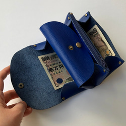 【ブルー】牛革のコロンとかわいい小さなお財布　 5枚目の画像