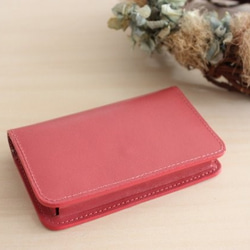 牛本革とリバティープリントの名刺ケース　　ピンク 5枚目の画像