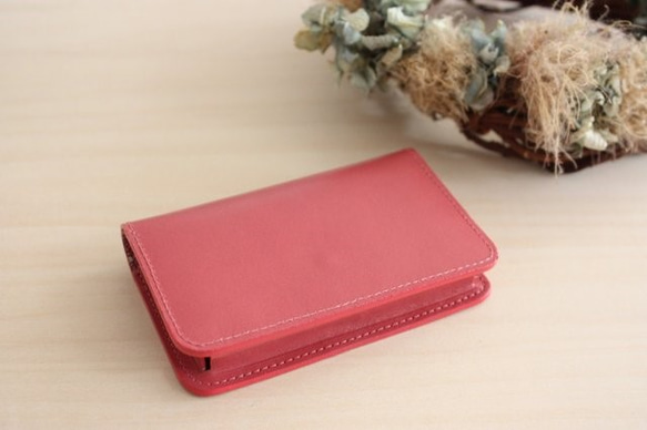 牛本革とリバティープリントの名刺ケース　　ピンク 5枚目の画像