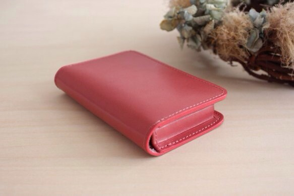 牛本革とリバティープリントの名刺ケース　　ピンク 4枚目の画像