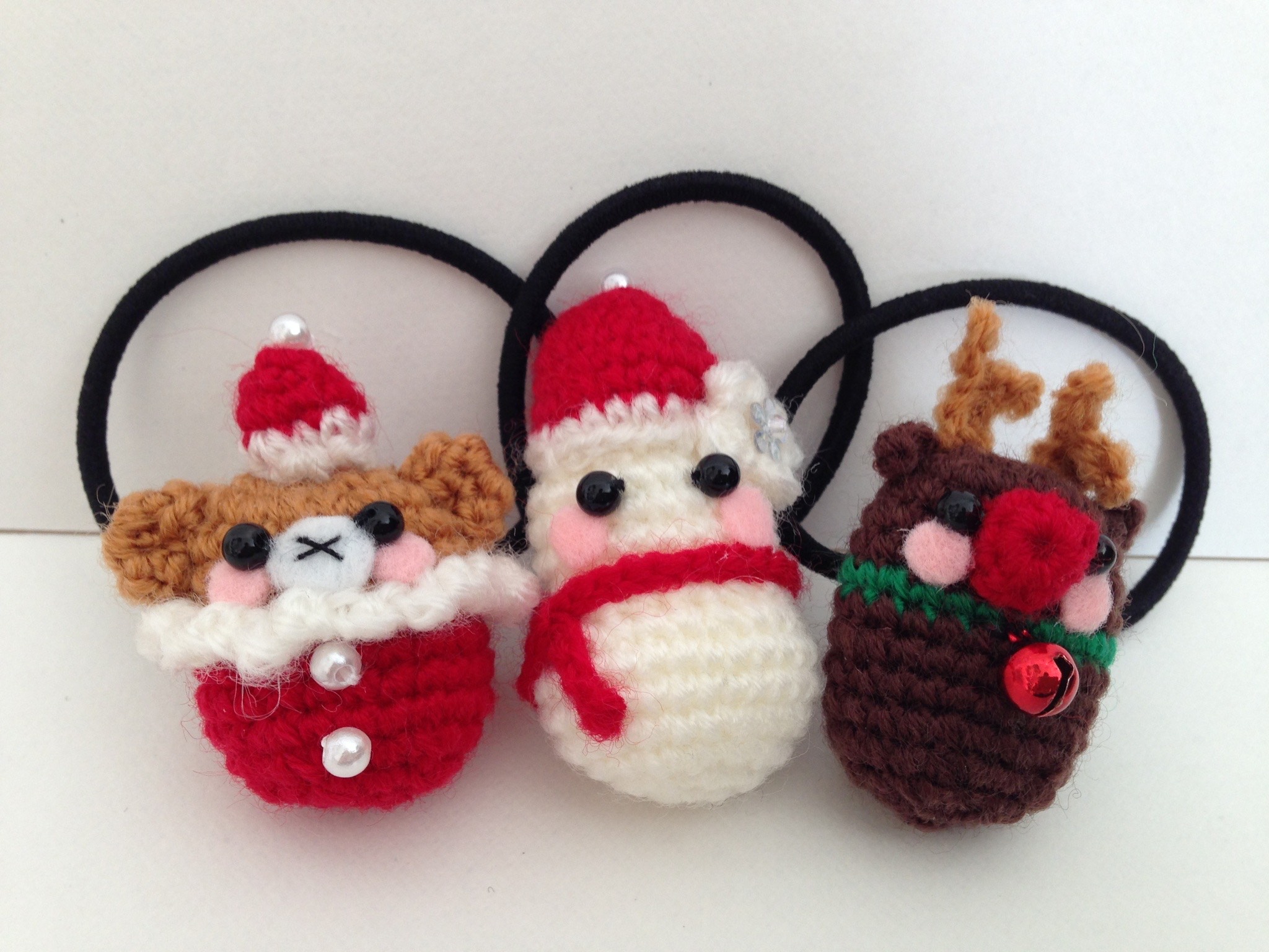 クリスマス☆長靴からひょっこりクマ(女の子) あみぐるみ☆クリスマス