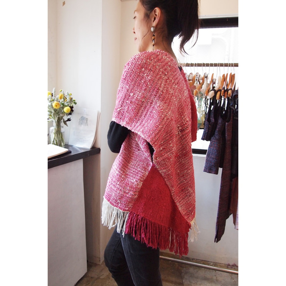 Yarn dyed × overdyed『kibiso』poncho(long) 3枚目の画像